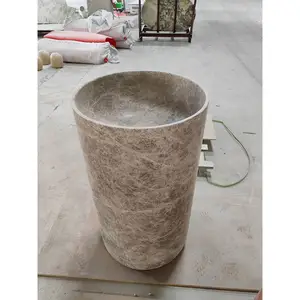 HZX High Quality Vessel Sink Stone Vanity Marble Sink Rustic Travertine For Home Decoration
