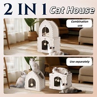 Nouveau lit pour chat en feutre avec boule moelleuse suspendue, maison pliable pour chat avec panneau anti-griffures, cachette, lit-caverne pour chat d'intérieur