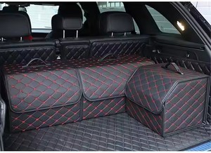 Organisateur de coffre de voiture pliable en cuir PU pratique, boîte de rangement pour la gestion des effets personnels dans le véhicule - Product Image 3