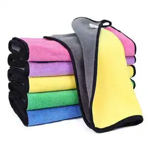 Toalha de microfibra para lavar e secar, fácil de limpar, para cuidados com o carro, GRS retangular bordado, cor amarela, novo design, 70x140 400g