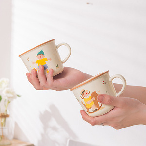 แก้วเซรามิกเฉาโจว ลายการ์ตูน สำหรับกาแฟ นม อาหารเช้า ของขวัญ พร้อมหูจับ รุ่น 3487-2 - Product Image 1