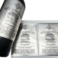 Autocollant d'étiquette de vin en étain auto-adhésif personnalisé vinyle métal pour bouteille commande minimum 500 pièces