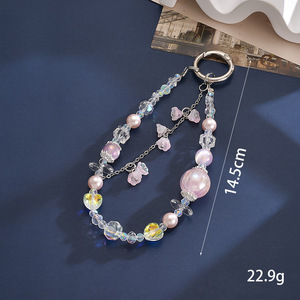 Dreamy Beaded Keychain Butterfly Guitar Bear Pendant <b>Wrist</b> Lanyard Women <b>Bag</b> Charm Anti-lost Phone Strap Birthday Gift Wholesale - Product Image 4