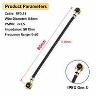 Kabel Pigtail Koaksial RF Generasi ke-3 IPEX ke Generasi ke-3 IPEX RF0.81 Micro Coax 8cm untuk Modul WiFi Antena PCB