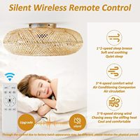 Ventilateur de plafond vintage à cage en bambou de 20 pouces avec télécommande, luminaire pour chambre à coucher