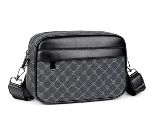 Petit sac bandoulière de luxe en cuir PU imperméable et durable à carreaux pour homme, idéal pour les trajets quotidiens et les voyages - Product Image 1