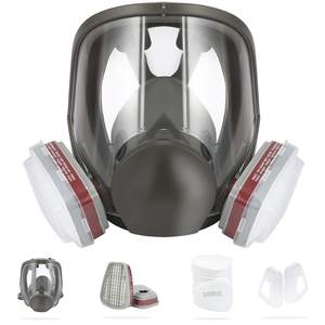 หน้ากากซิลิโคนเต็มหน้าพร้อมตัวกรองป้องกันพิษสารเคมีป้องกันยาฆ่าแมลงทนสเปรย์พ่นสีป้องกันใบหน้า - Product Image 2