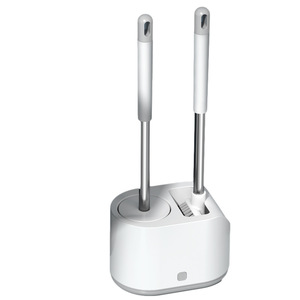 Ensemble de brosses WC doubles Wanben, blanc, sur pied, avec têtes en silicone et poils durs pour le nettoyage de la salle de bain - Product Image 4