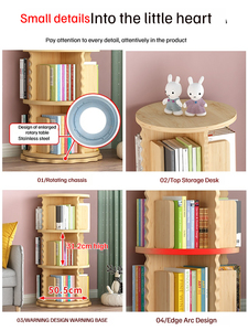 Librería moderna Estantería de madera de rotación redonda simple 4/5 capas 1,2 m 1,5 m de altura Gris Blanco Rosa Azul Amarillo Muebles