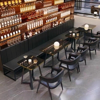 Ensemble de mobilier de restaurant XY : Chaises et tables à structure métallique, canapé en cuir – Idéal pour projets de restaurants, cafés, bars, restaurants de hamburgers, KTV et clubs.