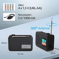 Tragbares digitales AM/FM/DAB-Radio mit LCD-Display Wechselstrom-Wecker Retro-Design