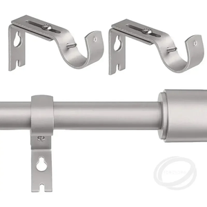 Adjustable <b>Single</b>-Side Powder Coated <b>Curtain</b> Rod Brackets and Holders for Walls Drapery Hardware Window Support - Product Image 5