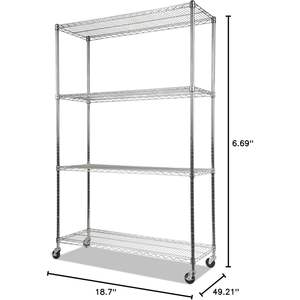 Alera ALE - Estantería Metálica Completa de Cuatro Niveles con Ruedas, 48 x 18 x 72 Pulgadas, Plateada - Product Image 1