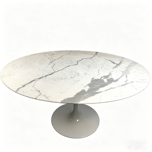 <span class=keywords><strong>Table</strong></span> à manger ovale moderne en marbre blanc Statuario de luxe italien, style Eero <span class=keywords><strong>Saarinen</strong></span> Tulip, pour salle à manger, maison personnalisée ou hôtel - Product Image 1