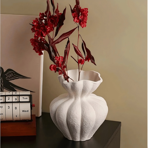 Vase en céramique blanche texturée, <span class=keywords><strong>moderne</strong></span>, fait main, écologique, pot à <span class=keywords><strong>fleurs</strong></span> <span class=keywords><strong>de</strong></span> table pour la décoration <span class=keywords><strong>de</strong></span> mariage et <span class=keywords><strong>de</strong></span> la maison - Product Image 3