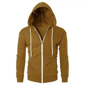 wholesale plus winter fleece men zipper hoodies High quality blank hoodie no string plus size sweatshirt custom 3D puff printing