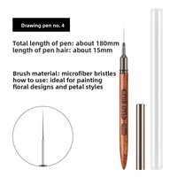 Pinceaux professionnels en bois de santal très fin pour nail art, lot de 5 pièces, différentes longueurs pour le dessin de lignes françaises