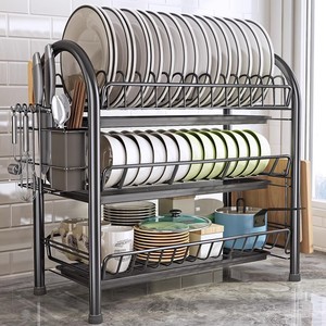 Dish Rack Drainer With Bowl And Chopstick Holder Quick Dry Foldable Kitchen Storage Rack L Size - Product Image 1