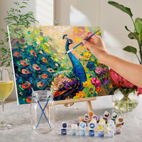 1pc, 40x50 peinture par numéros, peinture sans cadre de paon, peinture de décoration de couleur faite à la main bricolage