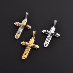 Pendentif Croix de Jésus en Acier Inoxydable Couleur Or, Bijoux Religieux Chrétiens, Accessoires, Cadeau d'Anniversaire - Product Image 3