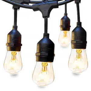 48 FT Vertente Edison Vintage Lâmpadas Luzes Da Corda Ao Ar Livre À Prova de Intempéries 15 Pendurado Soquetes para Jardim Luzes Decorativas