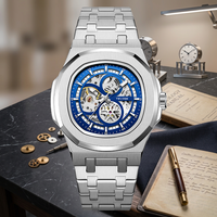 Montre-bracelet mécanique personnalisée TEVISE R01C pour homme, bracelet en acier inoxydable, verre minéral, aiguilles lumineuses, montre de sport, fournisseur pour commandes en gros