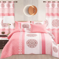 Vente en gros usine – Nouvelle collection de parures de lit personnalisées motif rose rouge, ensemble 8 pièces avec rideaux pour chambre de mariage, toutes saisons