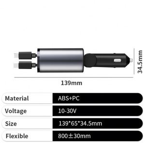 2025 Fast <b>Charging</b> Car Charger Portable Retractable <b>Cable</b> <b>Type</b> <b>C</b> Mobile Car Charger for Phone - Product Image 4