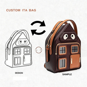 Custom Light Up House Shape Ita Bag Clear Window Compartments Anime <b>Pins</b> Badges Display <b>Cute</b> Cartoon Pu Leather Women Handbags - Product Image 2