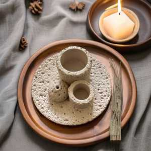 Porte-bâtonnets d'<span class=keywords><strong>encens</strong></span> Palo Santo en ciment multifonctionnel Brûleur de sauge blanche Exquis pour la décoration intérieure Yoga <span class=keywords><strong>Purificateur</strong></span> - Product Image 5