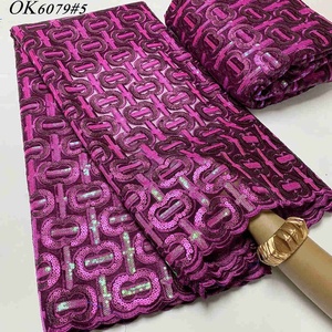 OK6079 כפול באיכות גבוהה סיטונאי אפריקאי תחרה בד נטו נטו בד צרפתית עבור בנות שמלה - Product Image 5