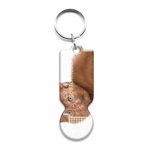 Llavero con diseño de gato para carrito de supermercado, accesorio de seguridad con cerradura para monedas, personalizado para mascotas - Product Image 1