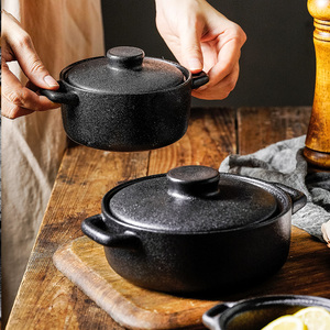 Mini four à cocotte en céramique de conception moderne pour la maison, pot à gratin avec poignée et couvercle - Product Image 6