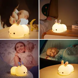 Luz de mesa personalizada de silicona para bebés, lámpara de conejito de alta calidad para niños, de noche, venta al por mayor, de silicona