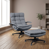 Fauteuil inclinable moderne et classique pour salon et chambre à coucher avec pouf, chaise de loisirs confortable, structure en métal