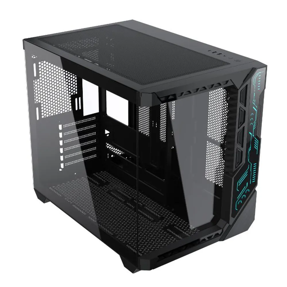 Mid Tower ATX Gaming PC-Gehäuse mit Micro-ATX-Unterstützung 9-teiliger ARGB-Lüfter USB 3.0-Audioanschlüsse Turms chrank aus Glas material