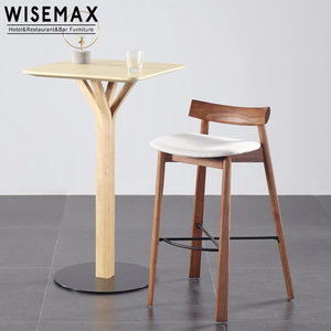 WISEMAX FURNITURE Meubles <span class=keywords><strong>de</strong></span> <span class=keywords><strong>bar</strong></span> modernes, meubles <span class=keywords><strong>de</strong></span> salle à manger, cuisine, <span class=keywords><strong>tabouret</strong></span> <span class=keywords><strong>de</strong></span> <span class=keywords><strong>bar</strong></span> en bois et tissu avec dossier pour restaurant - Product Image 3