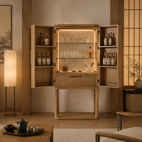 Armoire moderne en rotin à 2 portes avec étagère inférieure ouverte, armoire haute en bois pour chambre à coucher, salon, entrée et mobilier de maison