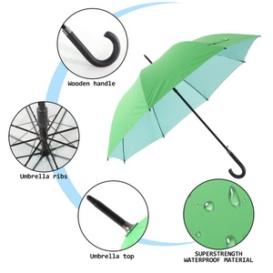 Custom 8K Waterproof Manual Open Metal <b>Frame</b> Wood Handle Straight Advertising Umbrella Logo Printing Business Gifts 190T Pongee - Product Image 4