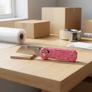 มีดพับเปลี่ยนใบมีดเร็ว Pink Quick-Change 2026-Pink สำหรับตัดกระดาษ วอลเปเปอร์ และหนัง - Product Image 4