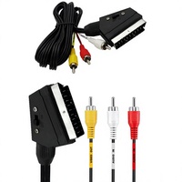 Adaptateur Commutateur Audio-Vidéo SCART 3 RCA Mâle-Mâle en Acier Cuivré, Conforme aux Spécifications Européennes, Connecteur 21 Broches Type Balai
