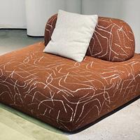 Canapé modulaire moderne en bouclette française couleur crème avec trois sections arrondies, canapé sectionnel en tissu à profil bas pour salon