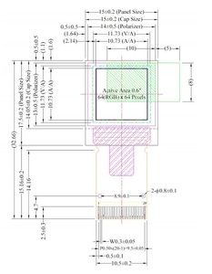 Module d'affichage OLED couleur 64x64 de 0,6 pouce, 20 broches, pilote SSD1357, interface SPI I2C, 65K couleurs pour instrument industriel - Product Image 3