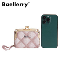 Dompet RFID Kulit PU Wanita Grosir Merek Baellerry Logo Kustom Dompet Kartu Minimalis Wanita Dompet Koin Berkunci