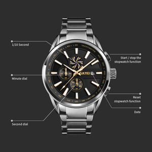 นาฬิกาข้อมือควอทซ์สำหรับผู้ชายสายสแตนเลสสตีลอเนกประสงค์กันน้ำ - Product Image 4