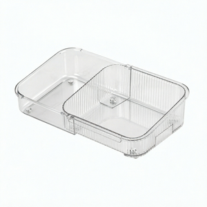 Transparent PET Modern Foldable Rotating Organizer <b>Bin</b> <b>Rectangle</b> Storage Container 1-3L Capacity 45x27x11cm Dimensions for - Product Image 1