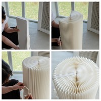 Présentoir cylindrique rond avec socle et plateau en acrylique, motif nid d'abeille, pliable