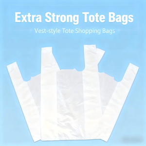 Özel tek kullanımlık PE T-Shirt alışveriş çantaları yelek kolu logolar süpermarketler-ağır gıda sınıfı gravür/serigraf baskı - Product Image 6