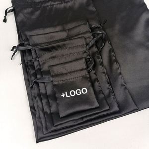 Sac d'emballage cosmétique de luxe personnalisé en satin avec cordon de serrage pour perruques, rangement anti-poussière, bijoux et sacs cadeaux en satin - Product Image 1