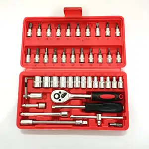 46 pièces matériel Multi outils à main Kit combinaison clé clé vélo réparation maison douilles ensemble d'outils boîte